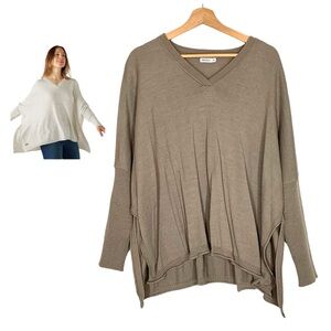 MERSEA Catalina V Neck Sweater Boxy Fit One Size Fits Most Taupe